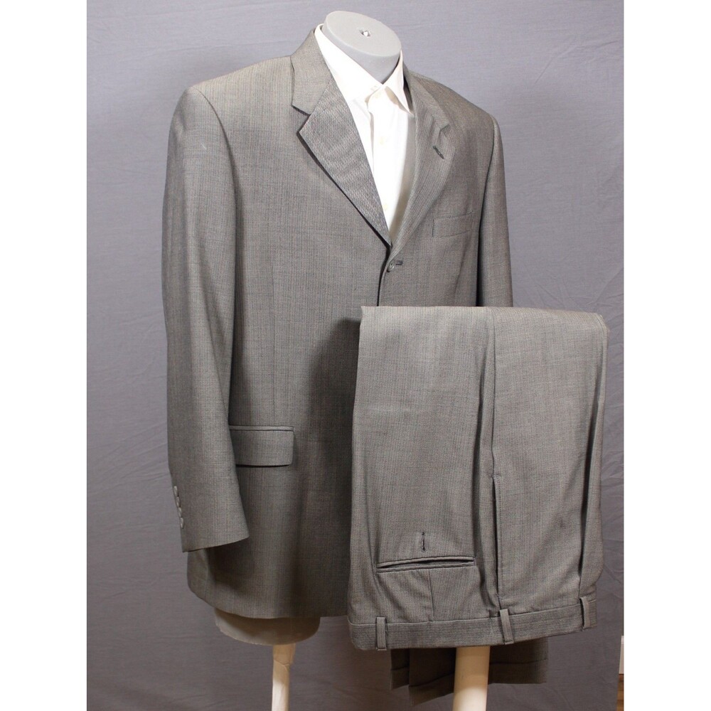 Kenneth Cole NY Wool Gray 2 piece Suit 3 Btn 43L Pleated Fronts 34" Waist